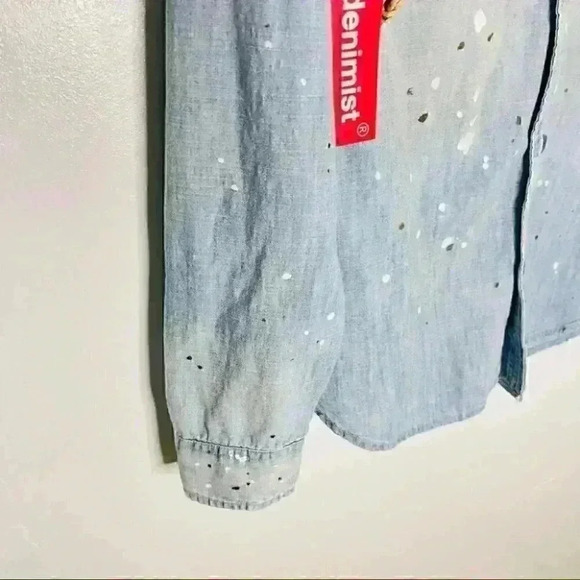 NEW Denimist Denim Chambray Workwear Shirt in Sommerset Indigo Paint Splatter - Picture 6 of 8
